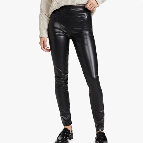 New! rag & bone Skinny Leg Black Nina Faux Leather Pants High Waist P‎ - Picture 1 of 15